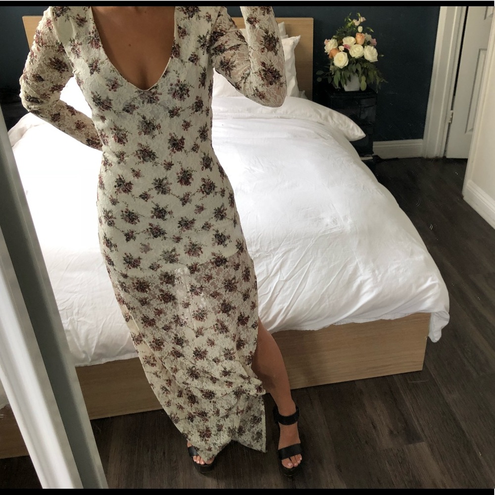 White floral maxi dress